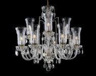 Lustre de luxe en cristal tchèque avec 12 vases gravés en forme de fleur de tulipe