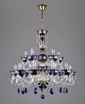 Lustre en cristal bleu avec 15 bras et des bras en verre design