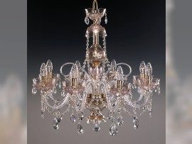 12-arm pink crystal chandelier with almonds