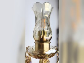 Vase de lampe en cristal métallisé taillé