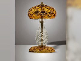 Lampe de table en cristal ambré orange