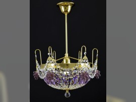 purple basket crystal chandelier off