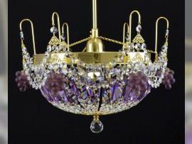 purple basket crystal chandelier off -detail