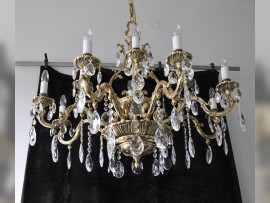 8+4 Arms Cast brass chandelier - Gold Lyre