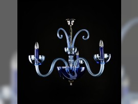 Lustre Murano à 3 bras couleur opale bleue