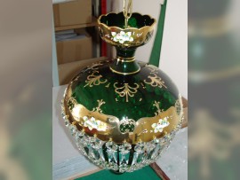 Lustre en cristal à panier vert - haut émail