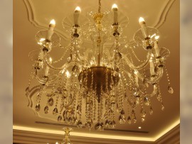 Crystal chandelier in the older interior