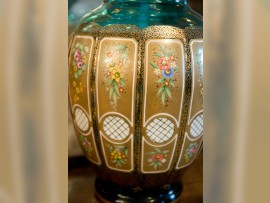 Sample of a precise hand painting of Czech decorative glass