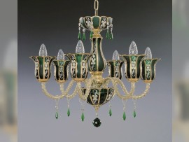 8-arm Gold painted green chandelier "Arabic green"