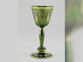 Green panelled art drinking glass Egermann