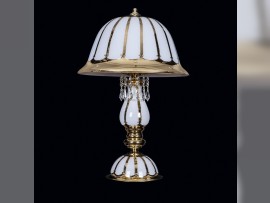 Tall white table lamp with gold decoration