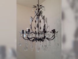 Lustre en cristal brun mahagon avec bras en métal