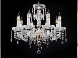 Black&White 8-arm luxury finely and deeply ground crystal chandelier with red almonds