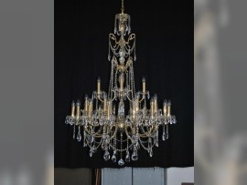 Tall 28 arms Cast brass crystal chandelier