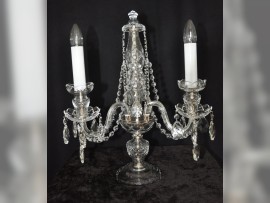 Candélabre en cristal (lampe de table) à 3 bras en verre