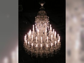 Lit large crystal chandelier 1