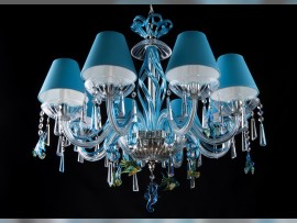 Blue marine chandelier with lampshades