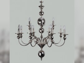 Dutch chandeliers made of manually pressed nickel coated brass parts SILVER