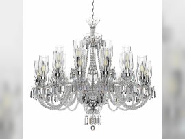 Grand lustre 24 branches en argent Baccarat Diamond