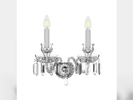 Applique 2 branches en argent baccarat et pointes en cristal