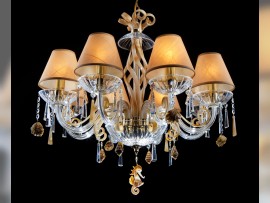 Amber glass chandelier with sea shells