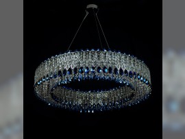 Lustre anneau dia 90 x 20 cm, anthracite brillant, amandes bleues - Éteint