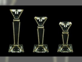 Glass candlesticks decorated with gold layer