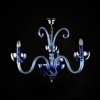 Lustre Murano à 3 bras couleur opale bleue