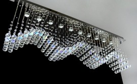 Lustre vague de 150 cm avec boules AB en cristal bleu métallisé