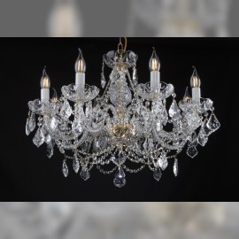 Lustre inférieur à 8 branches en cristal décoré de pendeloques françaises